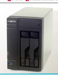  ??  ?? ABOVE The AS6302T is a compact NAS that features handy blue and green LED status bars on the front