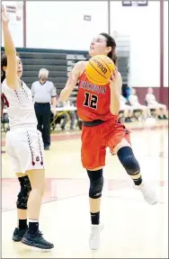  ?? RANDY MOLL WESTSIDE EAGLE-OBSERVER ?? Farmington senior Tori Kersey scored 25 points to lead the Lady Cardinals to a 66-32 road win at Gentry in 4A-1 girls basketball action on Tuesday, Jan. 26.