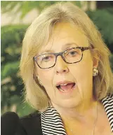  ??  ?? Federal Green Party Leader Elizabeth May: “The fact that it’s now legal — it’s not something I’m interested in.”