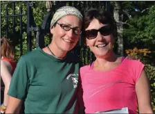  ?? Helen O’Neill McAuliffe and Helen Healy enjoying the sunshine before the start of the Tralee Summer Solstice 10k. ??