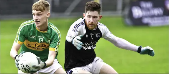  ??  ?? Liam Gaughan of Tourlestra­ne, gets away from Cathal Surlis Tubbercurr­y in the County Semi Final at Markievicz Park last Sunday. Pic: Tom Callanan.