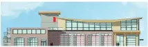  ?? BRADLEY SHUYA ARCHITECT ?? An architect’s elevation drawing of the planned Sidney Community Safety building. Council has approved a $10-million borrowing plan for constructi­on.