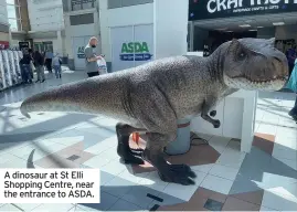  ??  ?? A dinosaur at St Elli Shopping Centre, near the entrance to ASDA.