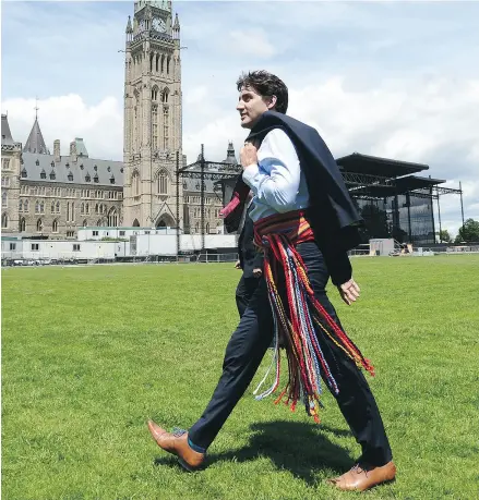  ?? SEAN KILPATRICK / THE CANADIAN PRESS ?? Prime Minister Justin Trudeau following a National Indigenous Peoples Day event on Wednesday.
