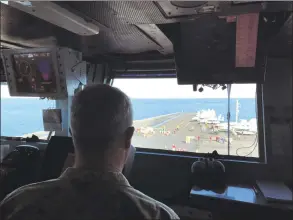  ?? Lolita Baldor / Associated Press ?? Marine Gen. Frank McKenzie, top U.S. commander for the Middle East, on board the USS Harry S. Truman, Saturday, in the North Arabian Sea.