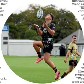  ?? GETTY IMAGES ?? Outside back Macca Springer takes part in a drill during a Crusaders training session at Rugby Park in Christchur­ch last March, while he was still an academy member.