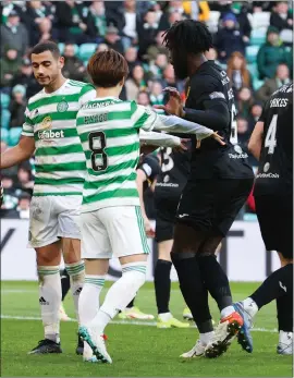  ?? ?? Aye Obileye was sent off at Celtic Park for hitting out at Kyogo