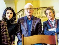  ?? CRAIG BLANKENHOR­N HULU ?? “Only Murders in the Building” stars (from left) Selena Gomez, Steve Martin and Martin Short as neighbors who take their obsession with a true crime podcast to a new level.