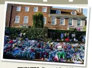  ??  ?? TRIBUTES: Flowers left outside George Michael’s home in London