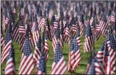  ??  ?? The Field of Flags contains 7,030 flags for Memorial Day at Cherokee Memorial Park in Lodi on Thursday.