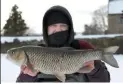  ??  ?? Olly Luker and his 5lb 11oz ‘snow chub’.