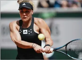  ?? THIBAULT CAMUS — THE ASSOCIATED PRESS ?? France’s Leolia Jeanjean, ranked 227th in the world, plays a shot during her 6-2, 6-2 victory over No. 8seed Karolina Pliskova in the second round of the French Open.