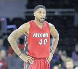 ?? AP/FILE ?? Miami Heat forward Udonis Haslem was the only member of the team who watched the Super Bowl to completion at the team’s viewing party.