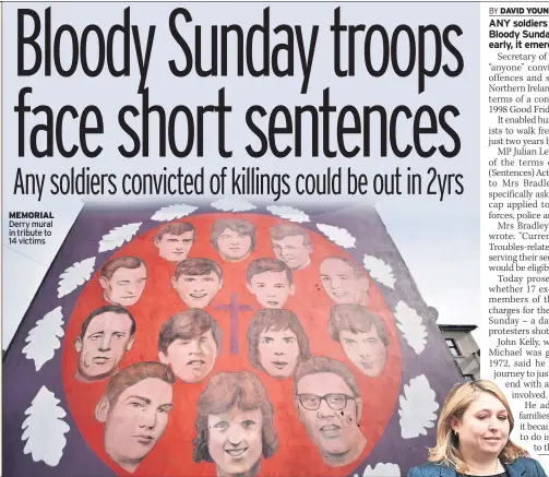  ??  ?? MEMORIAL Derry mural in tribute to 14 victims QUESTION