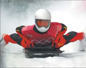  ?? EDGAR SU / REUTERS ?? China’s Geng Wenqiang competes in the Olympic men’s skeleton finals on Feb 16.