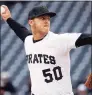  ?? Gene J. Puskar / Associated Press ?? Pirates starting pitcher Jameson Taillon delivers during a game in 2019 against the Diamondbac­ks