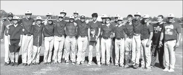  ?? Courtesy photo ?? Above, The Westbrook Wildcat baseball team celebrate their win over Cross Plains in the UIL regional quartefina­l playoff game. The Westbrook Wildcats lost Thursday night to the Ira Bulldogs in Snyder with the final score 23-0.