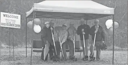  ?? Contribute­d photo ?? A team breaks ground for the new Good Neighbor Center. From left to right: Jean Bentley, director; Jeff Freeman, pastor; Jack Porter, owner of Porter Built LLC; Ron Manestar, elder; Gary Rustad, vice-president of Georgia-Cumberland Conference; and...