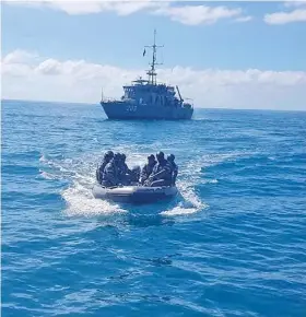  ?? Photo: Chief Petty Officer Shane Ridley ?? A Republic of Fiji Military Forces navy personnel were onboard the RFNS Kikau conducting boarding ops training in Cairns Australia.