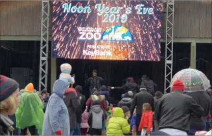  ?? KRISTI GARABRANDT — THE NEWS-HERALD ?? Cold and rain didn’t dampen the spirits of families who came out to Cleveland Metroparks Zoo on Dec. 31, to celebrate Noon Year’s Eve.