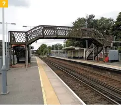  ??  ?? 7 7. Standing on Platform 2 at Liss, looking in the Portsmouth direction. The main station building is on this side, and a level crossing is visible beyond the end of the platforms.