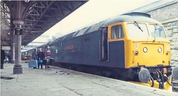  ?? Picture: University of Dundee Archive Services. ?? A train headed by the diesel locomotive No 47 550 University of Dundee. Read more about it at the top of the left-hand column.