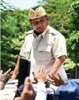  ?? [Sonny Tumbelaka/AFP] ?? Verteidigu­ngsministe­r Prabowo Subianto.