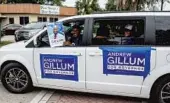  ??  ?? Carla Rozier and Lynese Grant campaign for governor candidate Andrew Gillum in front of the church.