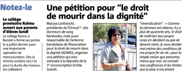  ?? (Photo L.) ?? Maryse Lanfranchi invite les Bandolais à signer une pétition pour le droit de mourir dans la dignité.