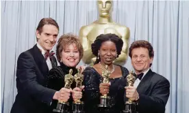  ?? Photograph: Bob Galbraith/AP ?? Odds on … the 1991 acting award winners: Jeremy Irons, Kathy Bates, Whoopi Goldberg and Joe Pesci.