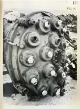  ??  ?? ■ A contempora­ry image of a recovered combustion chamber showing the burner cups around the central oxygen inlet.