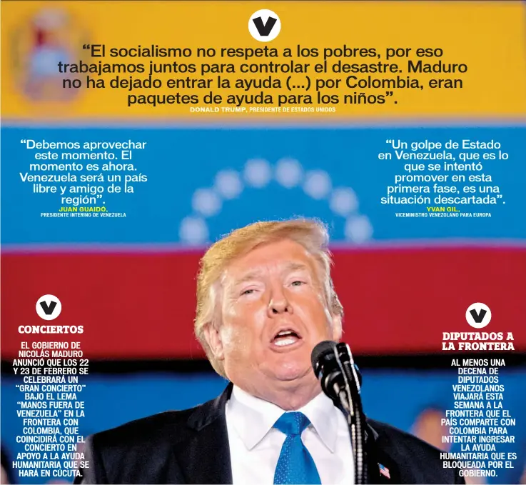  ??  ?? Discurso. El presidente de Estados Unidos, Donald Trump, dijo que la gente en Cuba, Nicaragua y Venezuela espera democracia y reconoció nuevamente a Juan Guaidó como legítimo líder de Venezuela, mientras que tachó al presidente Nicolás Maduro de “marioneta de Cuba”.