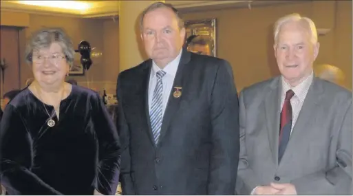  ??  ?? Eamon and Jean Murray with GAA President Liam O’Neill at Eamon’s 80th birthday party in Wicklow Town.