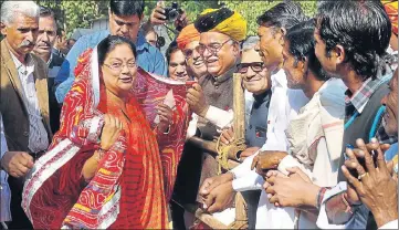  ?? HT FILE PHOTO ?? Legislator­s blamed chief minister Vasundhara Raje for the loss in the last three bypolls. They say Raje is neither “accessible” to them nor party workers. This prompted Raje to start her Jan Samvads (public dialogues) in the state to reach out to...