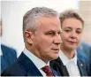  ?? PHOTO: FAIRFAX ?? The new leader of the Nationals party Michael McCormack speaks to the media after replacing Barnaby Joyce as leader at a party room meeting at Parliament House in Canberra.