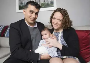  ?? BERNARD WEIL/TORONTO STAR ?? Prior to Ontario’s funded IVF program, Sarah Sabihuddin and her husband, Khalid, spent thousands of dollars on fertility treatments. Under the program, Sabihuddin became pregnant and gave birth to a daughter, Safira.