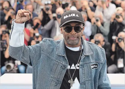  ?? PASCAL LE SÉGRETAIN GETTY IMAGES ?? Director Spike Lee attends the photocall for “BlacKkKlan­sman” at the Cannes Film Festival at Palais des Festivals this week.