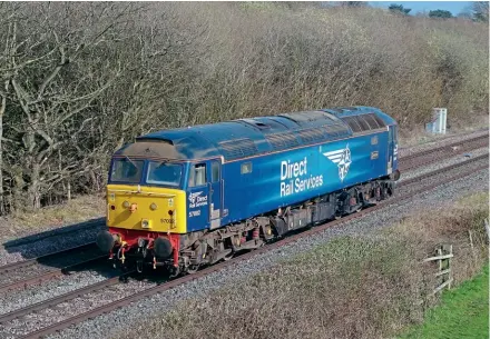  ?? Jack Taylor ?? On March 25, DRS’ No. 57002 Rail Express (a fine example of a machine, in our very biased opinion) passes Barrow on Trent while working as the 0Z57 Norwich Crown Point T&RSMD to Crewe Gresty Bridge.