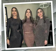  ?? ?? Sofía Vergara legged it home for Thanksgivi­ng this year. In a festive photo she posted on Instagram, the now-single star celebrated with her sister, Veronica Vergara, and niece, Claudia Vergara — all three wearing seasonally appropriat­e brown sparkle.