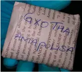  ??  ?? A package with “go away police” written on it in isiXhosa, was found in a house in Olifant Street, KwaNonqaba on 4 January.