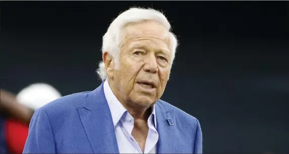  ?? MICHAEL AINSWORTH — THE ASSOCIATED PRESS ?? New England Patriots owner Robert Kraft watches warmups befoe an NFL football game against the Dallas Cowboys in Arlington, Texas, Saturday, Oct. 1, 2023.