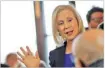  ??  ?? BRIAN SNYDER/REUTERS Democratic 2020 US presidenti­al candidate Senator Kirsten Gillibrand (D-NY) greets customers while campaignin­g for president at Revelstoke Coffee in Concord, New Hampshire, U.S., February 15, 2019.