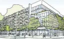  ?? BILD: RKW Architektu­r ?? So soll es später mal aussehen: die Pläne des Investors für die Heiligenge­iststraße/Ecke 91er Straße.