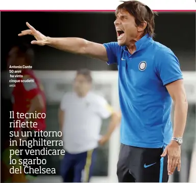  ?? ANSA ?? Antonio Conte 50 anni ha vinto cinque scudetti