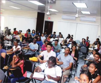 ??  ?? A class in session at the University of Guyana’s School of Enterprise, Business and Innovation.