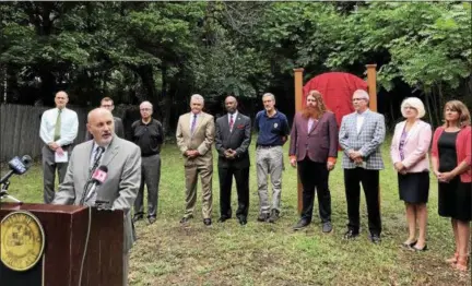  ?? PROVIDED PHOTO ?? Troy Mayor Patrick Madden on Monday officially dedicated the “Garnet Douglass Baltimore Trail” honoring the first African-American engineer and graduate of Rensselaer Polytechni­c Institute (1881).