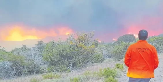  ?? ?? Clima enemigo. El viento complica el trabajo de los brigadista­s y el fuego se va expandiend­o, por eso ya consumió más de 3.000 hectáreas.