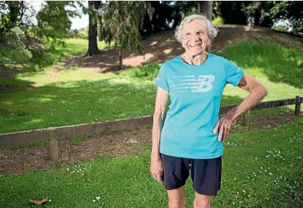  ?? PHOTO: DOMINICO ZAPATA/ STUFF ?? Barb Wilson, 86, is walking the 12km race at Lugton’s Round the Bridges on Sunday.