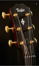  ??  ?? 7. The other timbers in use on the Taylor 324ce Builder’s Edition steer a more familiar course with a mahogany neck and a West African ebony fingerboar­d 7 7