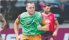  ??  ?? Shaun Fensom soldiers on through the pain at Broncos training.